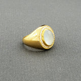 AQUAMARINE PAVE DIAMONDS  18KT GOLD RING