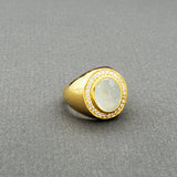 AQUAMARINE PAVE DIAMONDS  18KT GOLD RING