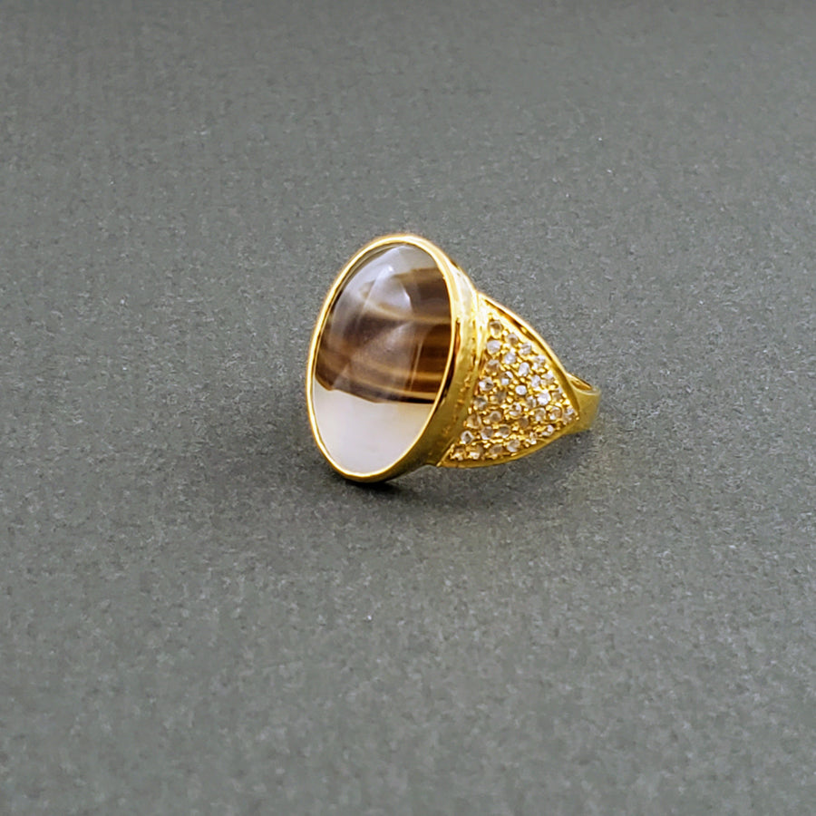 AGATE DENDRITE GOLD RING