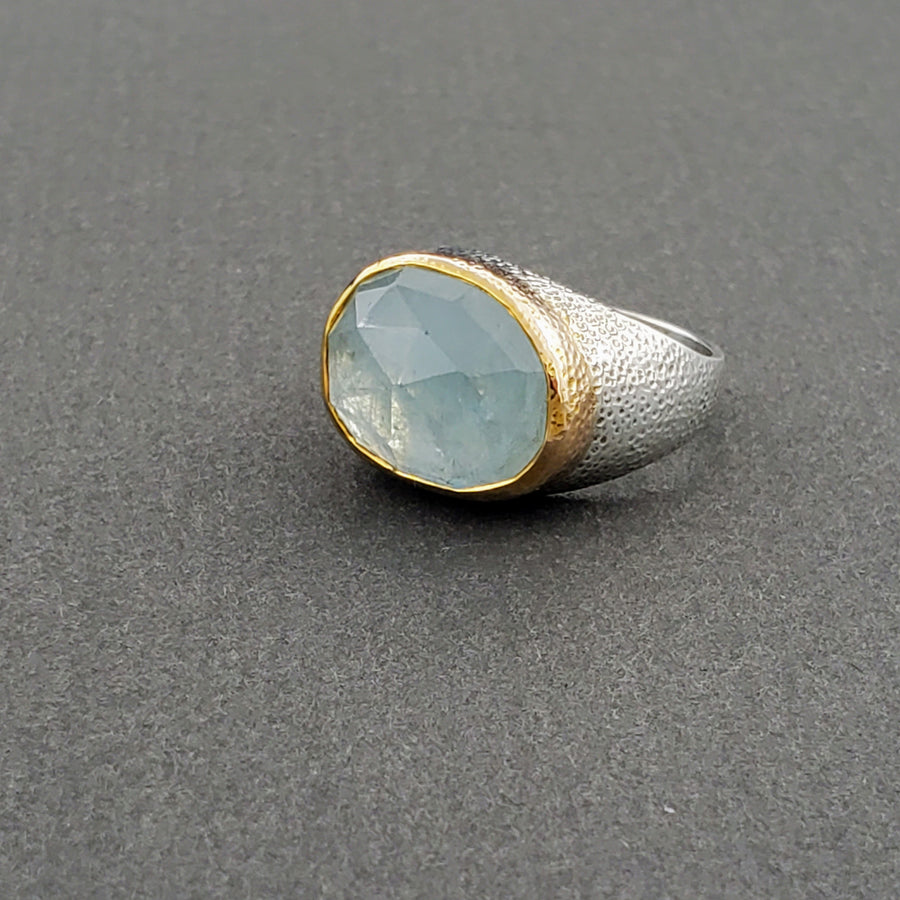 Gold and Silver Aquamarine Ring