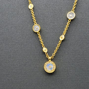 Moonstone Sun Gold Necklace with Diamonds