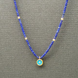BEADED CHOKER LAPIS GOLD NECKLACE