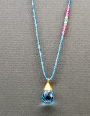 Blue Topaz Gold Beaded Necklace