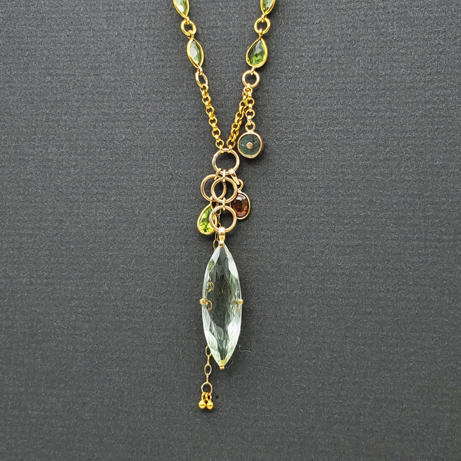 PERIDOT AND GEMS GOLD NECKLACE