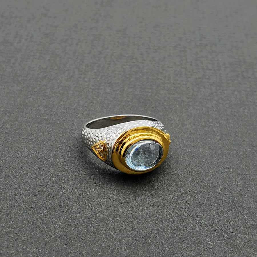 Aquamarine gold and silver Ring