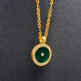 GREEN ONYX WITH DIAMONDS SUN PENDANT