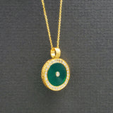 GREEN ONYX WITH DIAMONDS SUN PENDANT