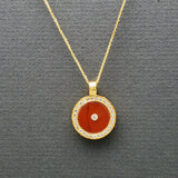 CARNELIAN WITH DIAMONDS SUN PENDANT