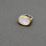ORGANIC MOONSTONE MIXED METAL RING