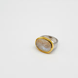 ORGANIC MOONSTONE MIXED METAL RING