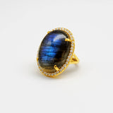 CABOCHON LABRADORITE GOLD RING