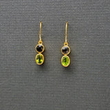 SMOKEY TOPAZ/PERIDOT GOLD EARRINGS