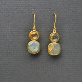 CITRINE/LABRADORITE GOLD EARRINGS