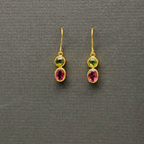 PERIDOT/TOURMALINE GOLD EARRINGS