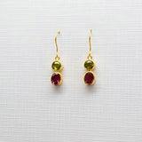 PERIDOT/TOURMALINE GOLD EARRINGS