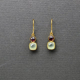 GARNET/PREHNITE GOLD EARRINGS
