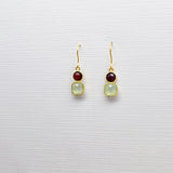 GARNET/PREHNITE GOLD EARRINGS