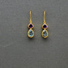 Amethyst and Blue Topaz Gold Earrings