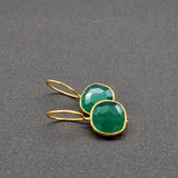 GREEN ONYX GOLD EARRINGS