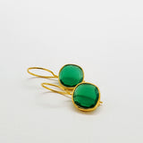 GREEN ONYX GOLD EARRINGS