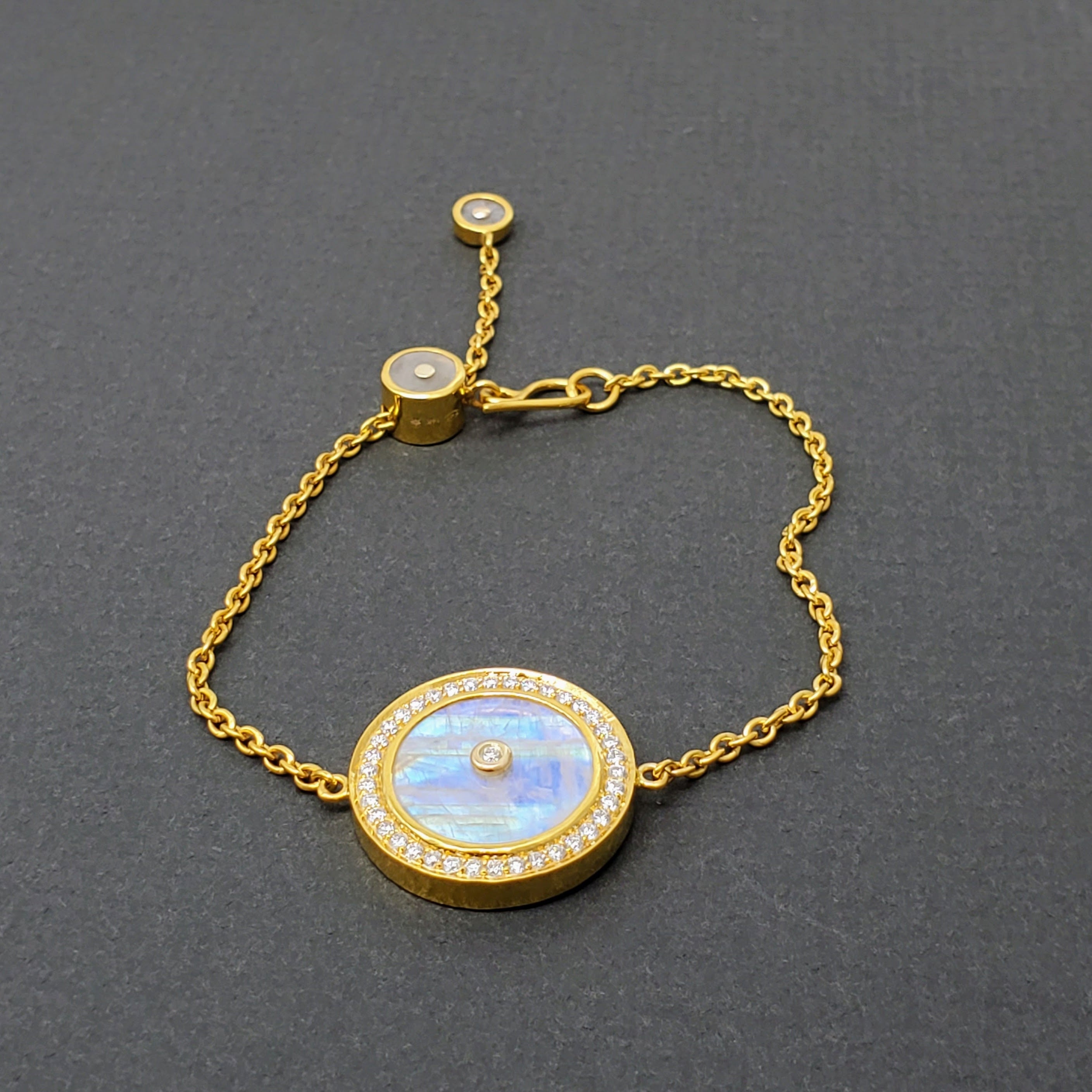 Pave Diamonds Moonstone Gold bracelet with smart bead closure