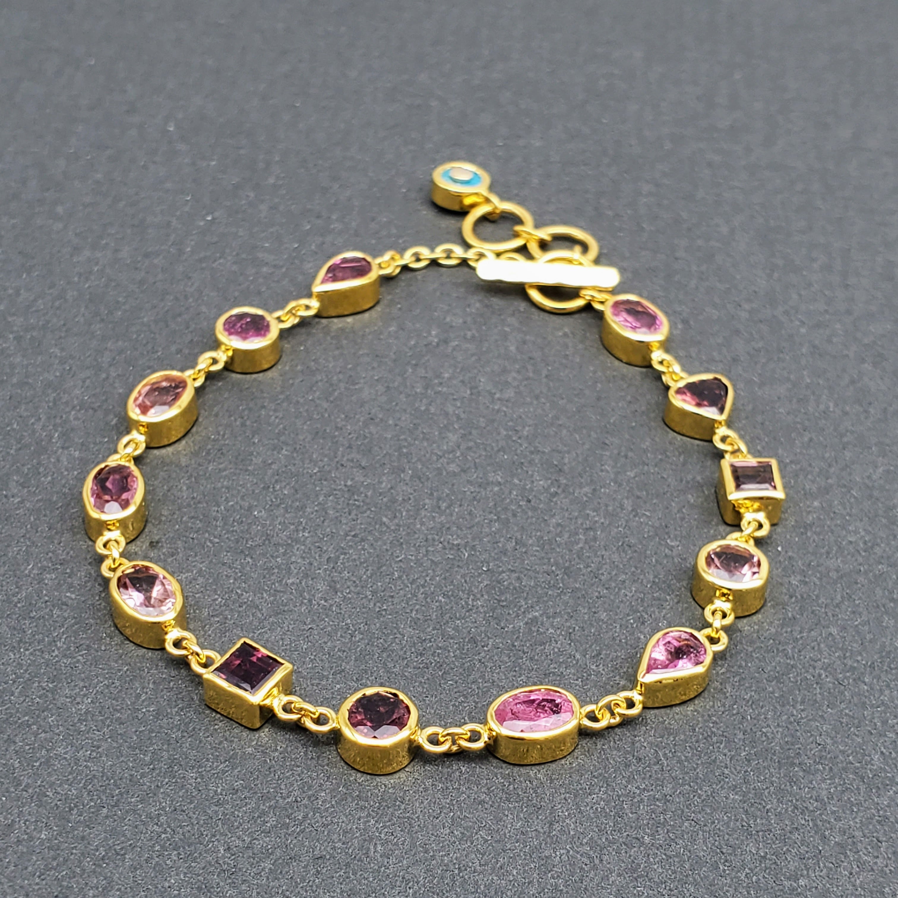 Pink Tourmaline Gold Bracelet