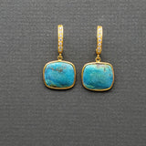 TURQUOISE PAVE DIAMONDS GOLD EARRINGS