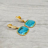 TURQUOISE PAVE DIAMONDS GOLD EARRINGS