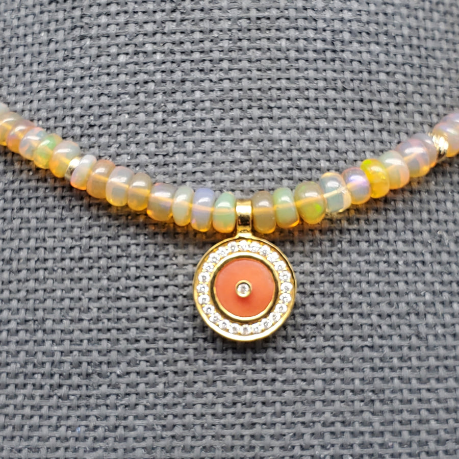 OPALS CORAL SUN GOLD NECKLACE