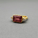 PINK TOURMALINE DIAMONDS GOLD RING