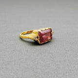 PINK TOURMALINE DIAMONDS GOLD RING