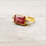 PINK TOURMALINE DIAMONDS GOLD RING