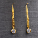 HAMMERED GOLD LONG EARRINGS