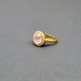KUNZITE GOLD DIAMONDS RING