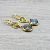 CITRINE - LABRADORITE GOLD EARRINGS