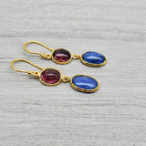 TOURMALINE/KYANITE GOLD EARRINGS