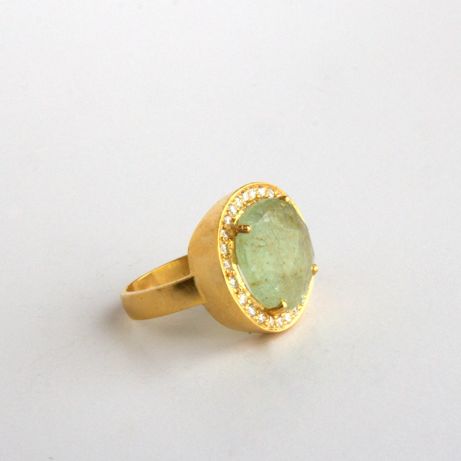 GREEN BERYL DIAMOND RING SONIA TONKIN