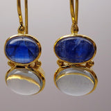 KYANITE AQUAMARINE GOLD EARRINGS