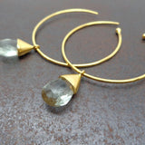 GREEN AMETHYST GOLD EARRINGS