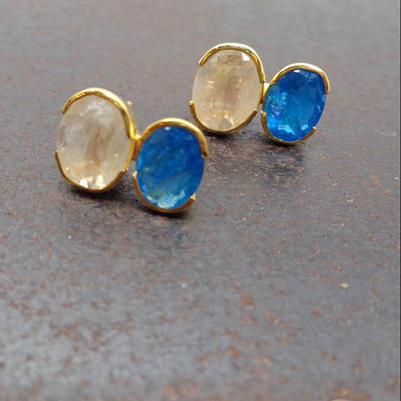 MOONSTONE APATITE GOLD EARRINGS SONIA TONKIN
