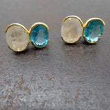MOONSTONE APATITE GOLD EARRINGS