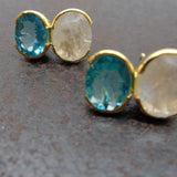 MOONSTONE APATITE GOLD EARRINGS