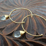 GREEN AMETHYST GOLD EARRINGS