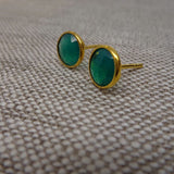 GREEN ONYX GOLD POST EARRINGS SONIA TONKIN