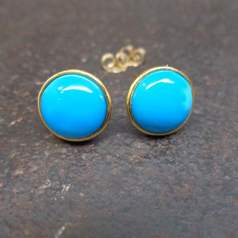 SLEEPING BEAUTY TURQUOISE GOLD EARRINGS SONIA TONKIN