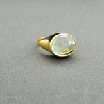 Hand Crafted 18kt Yellow gold ring with a clear umbrella cut Aquamarine stone. Available with an array of other gemstones for a personalized touch.

18 kt Yellow Gold
Aquamarine
Hand-Crafted
Available in a variety of gemstones