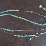 LABRADORITE AQUAMARINE BEADED GOLD NECKLACE