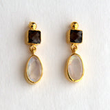 SMOKEY MOONSTONE GOLD EARRINGS