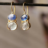 KYANITE AQUAMARINE GOLD EARRINGS