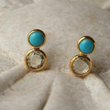 SLEEPING BEAUTY TURQUOISE MOONSTONE GOLD EARRINGS